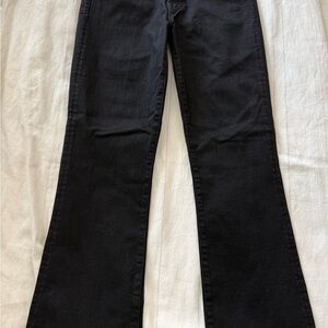 MOTHER Hustler Ankle Fray  Black Flare Women's Jeans
